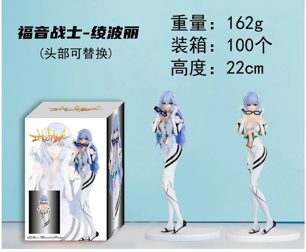 22CM Anime Evangelion Shin Gekijouban Ayanami Rei Figure Replaceable Head Alter Battle Suit Standing Model Toy Action Figure
