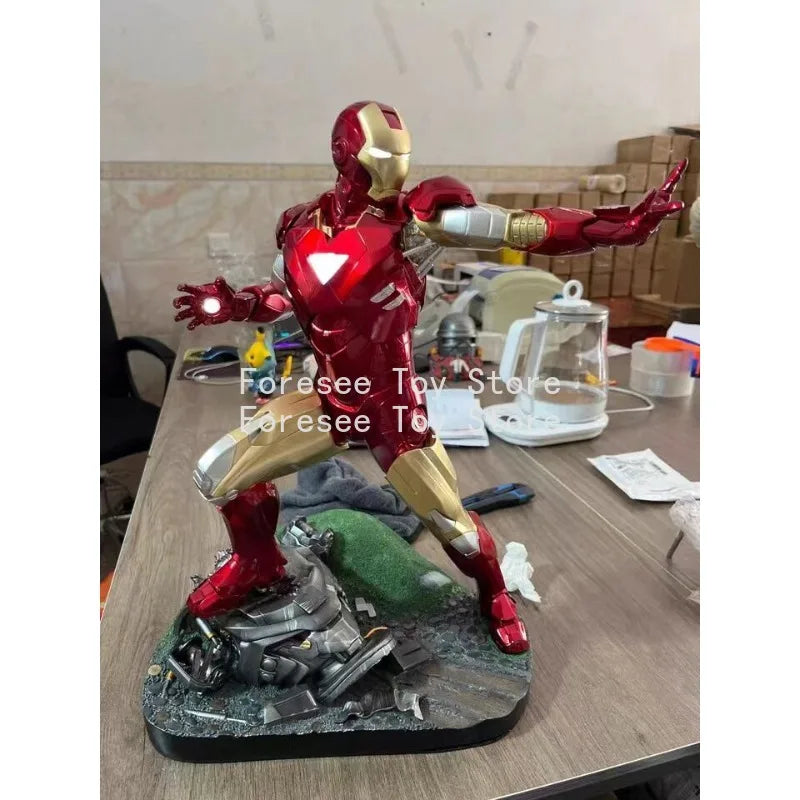 32cm Iron Man MK6 Figure The Avengers Anime Surroundings Figures Light-up Collection Desktop Decoration Best Gifts for Children
