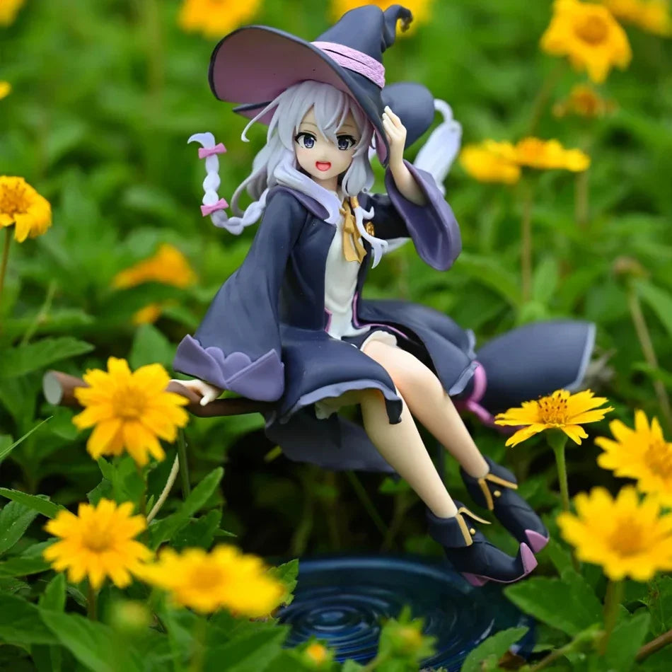 19cm Anime Elaina Figure Riding Broom Pose Action Figure Kawaii Beauty Girl models desktop ornaments Collection child toy Gifts