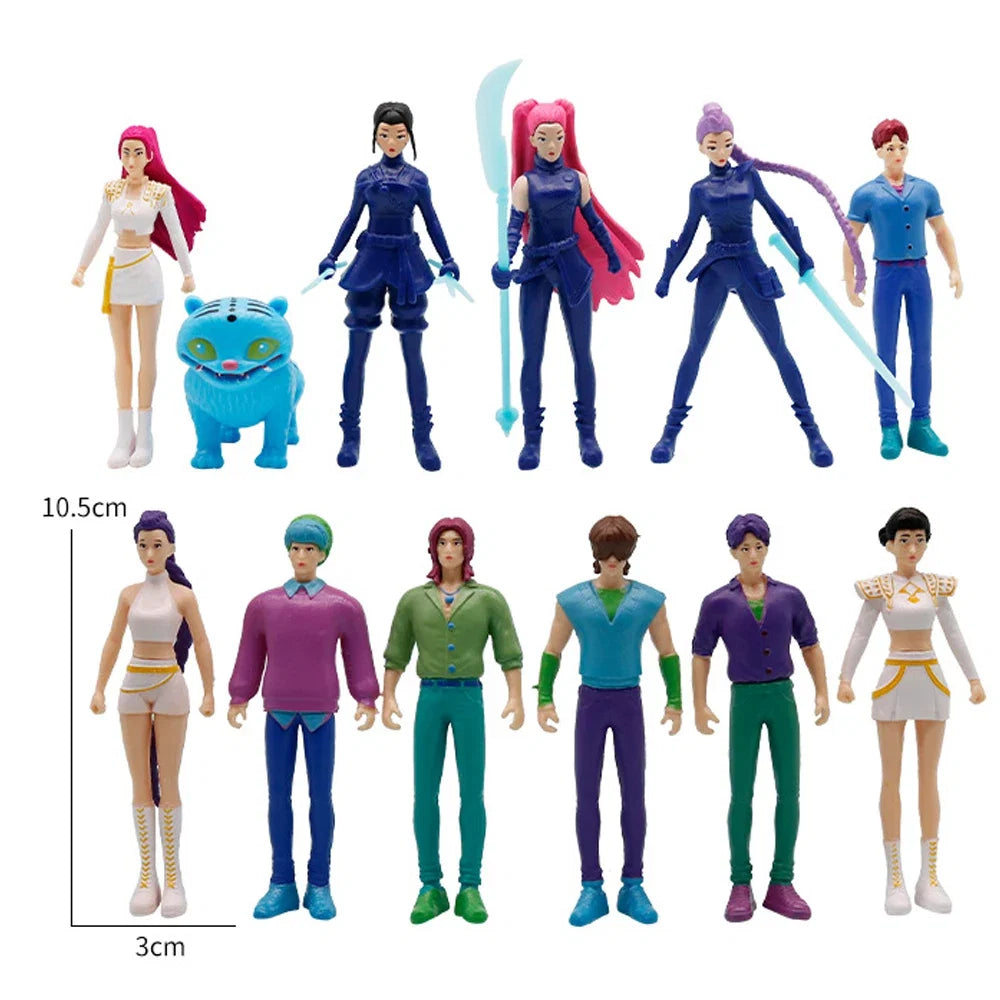10pcs Q-Version K-Pop Model Figurine Anime Demon Hunters Suit Action Figures Desktop Decoration Ornaments Movie Fans Toy Gifts