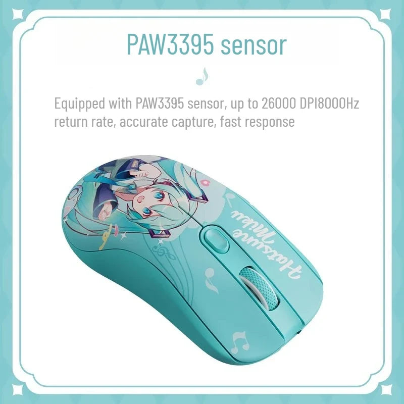 Hatsune Miku 5108B Plus Mechanical Keyboard Mouse Wireless/Bluetooth for Gaming Office Work Perfect Gift for Girls