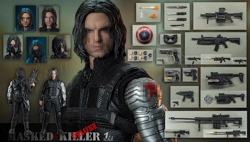 Nota Studio 1/12 Sammlerfigur Winter Soldier Bucky Barnes Masked Killer 6" Deluxe Leder Herren Soldaten Actionfigur