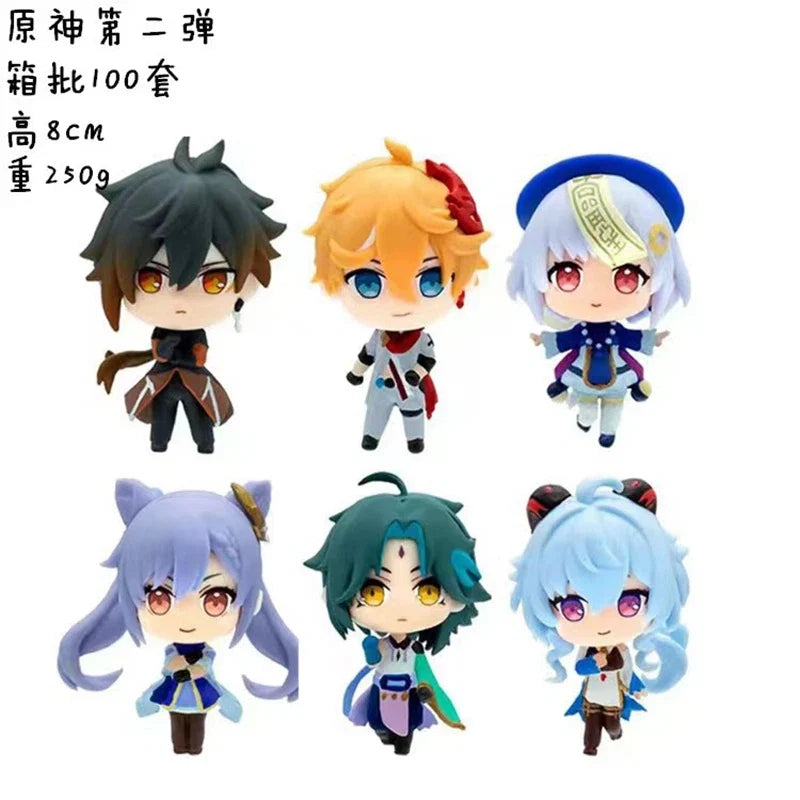 6Pcs/Set 8CM Anime Figure Q Version Game Genshin Impact Ke Qing Gan Yu You La Xiao Model Dolls Toy Gift Collect Ornaments PVC