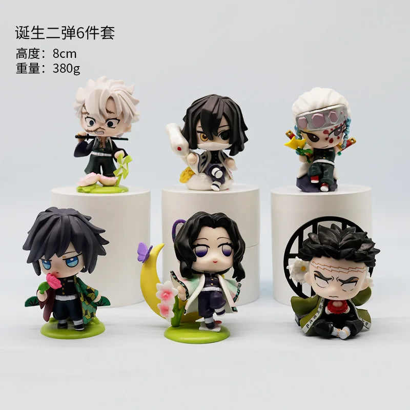 Demon Slayer Action Figures Q Version Tanjirou Nezuko Zenitsu Fashion Play Car Interior Desktop Miniature Ornament Accessories