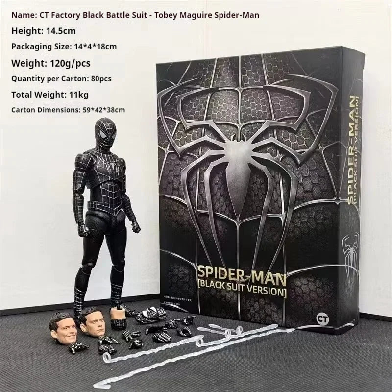 Marvel Comics Spider-Man 3 Hero No Return Toby Maguire Black Suit Peter Parker Action Figure Toy Collectible Model Gift