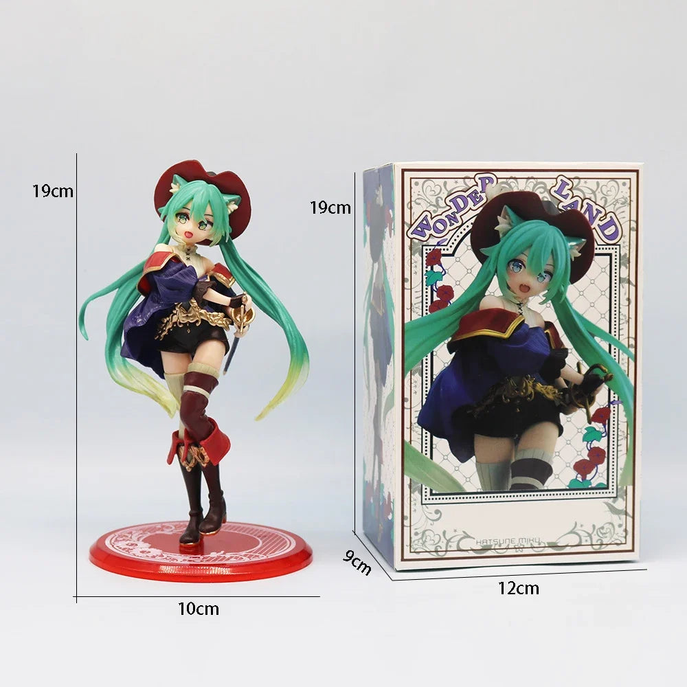 Anime Hatsune Miku Figure Fairy Tale Wonderland Hatsune Miku Puss in Boots Kawaii Action Figures Adult Collection Model Toy Gift