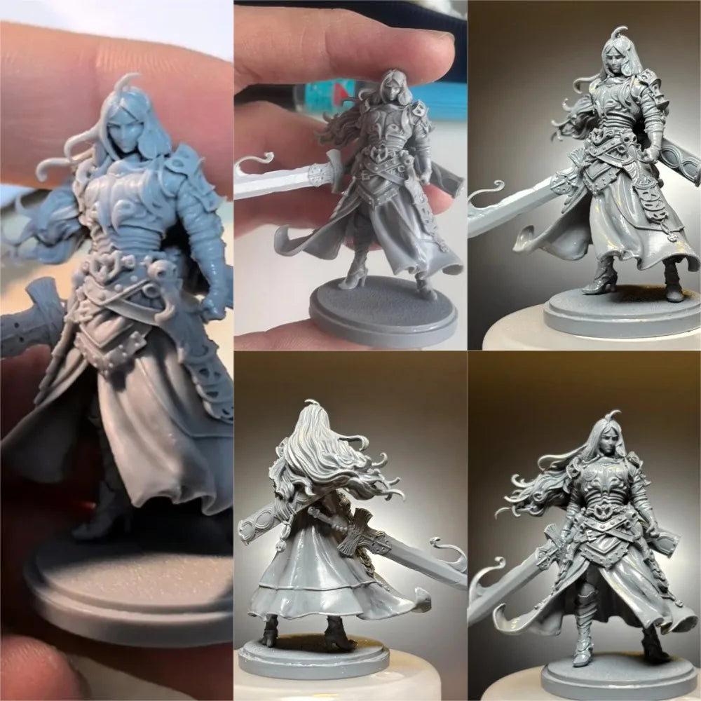 38mm Beauty Soldier Resin Figure Model Kit Fantasy Female Warrior 3D Printing Unassembled