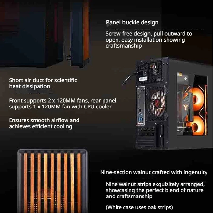 WJCOOLMAN Craftsman 3 MTAX/ITX PC case Glass transparent wooden strips panel gabinetes gamers desktop business computer case