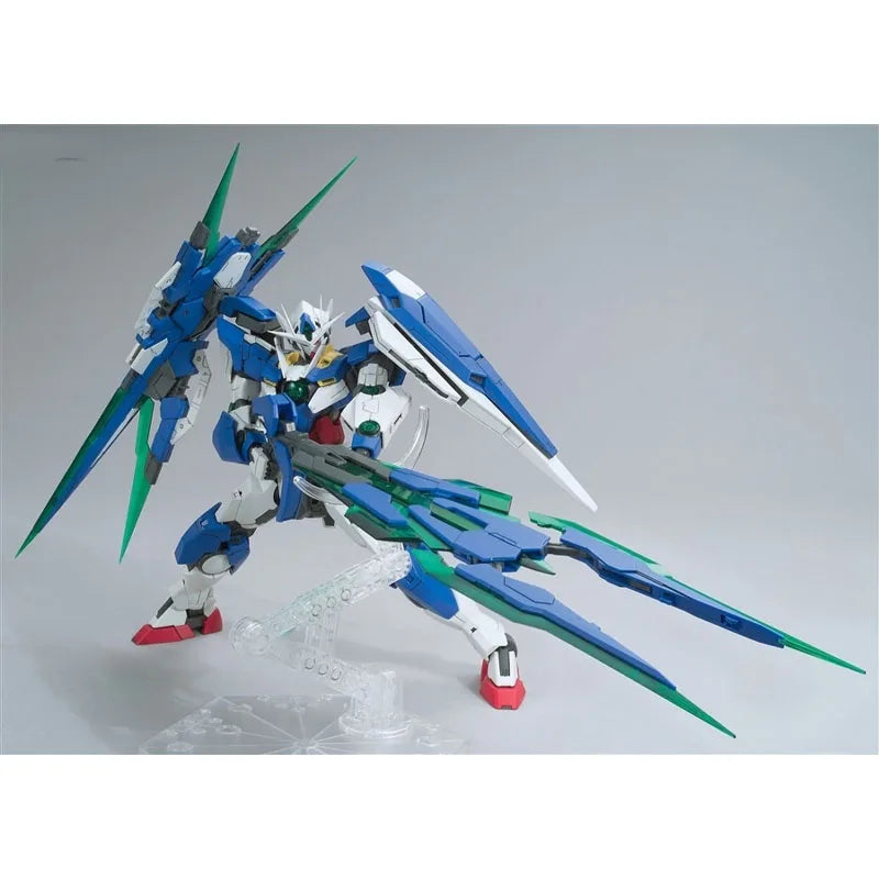 Bandai Original MG Gundam 00 Qan T GNT-0000 1/100 Anime Action Figure Assembly Model Toys Gifts For Children Collectible Kit