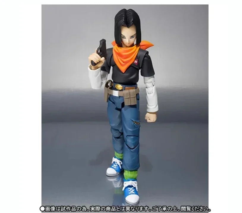 100% Original Bandai S.H. Figuarts SHF Dragon Ball Z Android 17 in Stock Anime Action Collection Figures Model Toys