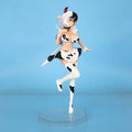 25cm Kuhmädchen Cartoon Figur Schwarz Pink Design Anime Statue Desktop Deko Sammlung Modell Spielzeug Geschenk