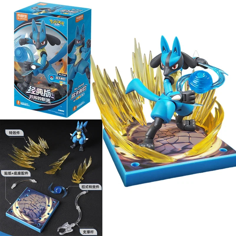 BLOKEES Original POKEMON Snorlax Lucario Scyther Cinderace Charizard Classic Special Effects Accessories Action Figure Toy Gift