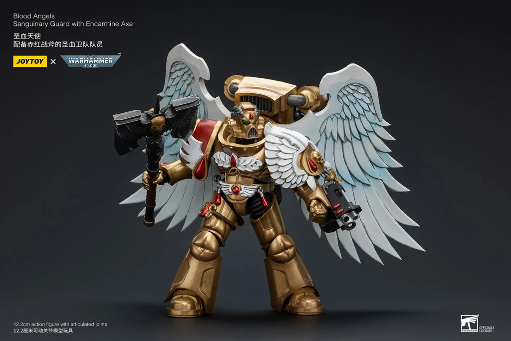【In Stock 】JOYTOY Warhammer 40K Blood Angels Sanguinary Guard with Encarmine Axe 1/18 Action Figures Model Toys Gifts
