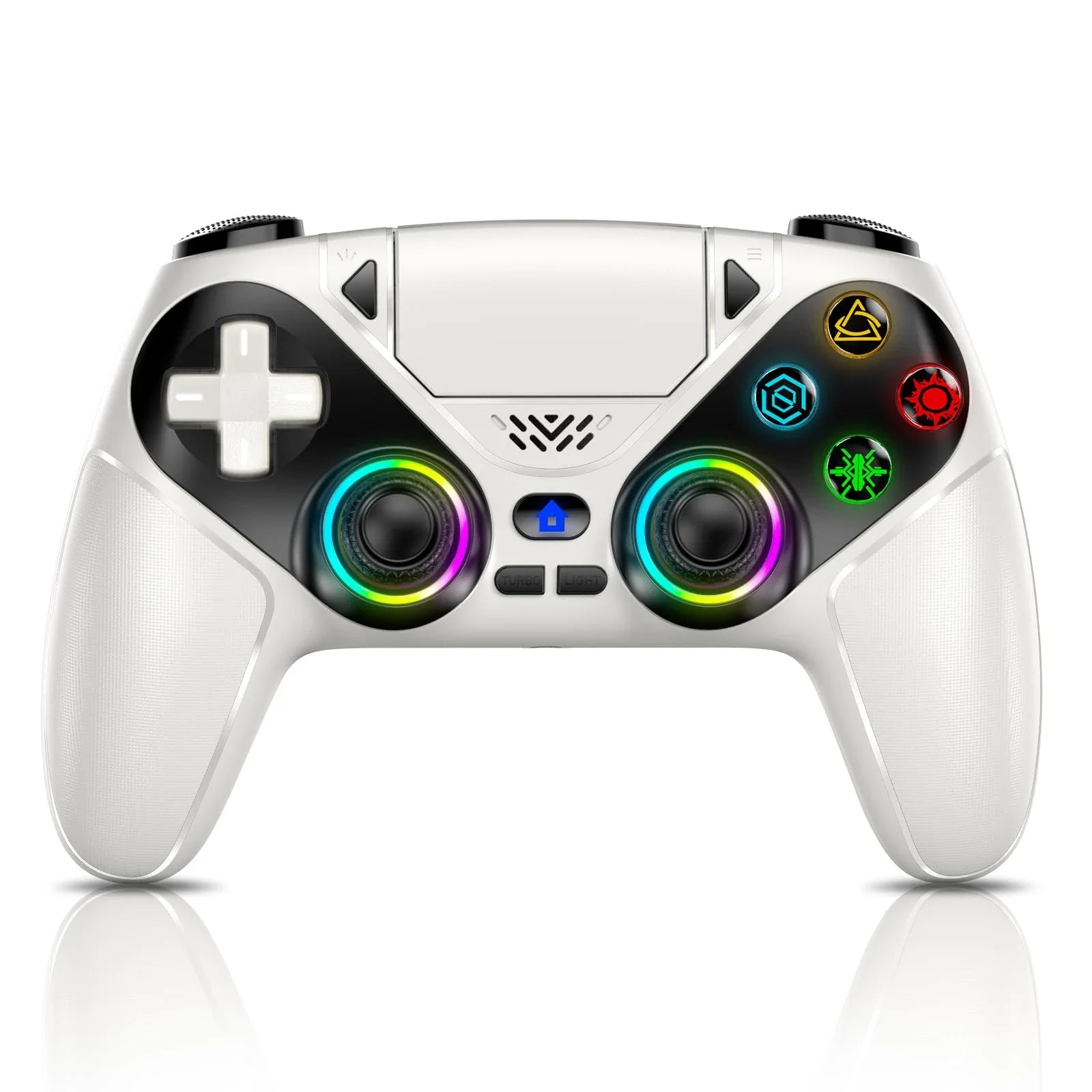 GAMROMBO Wireless Controller for PS5/Playstion 5 Pro/Slim/PC Console W/ RGB Dual Vibration Marco/Turbo Function 3.5mm Audio Jack