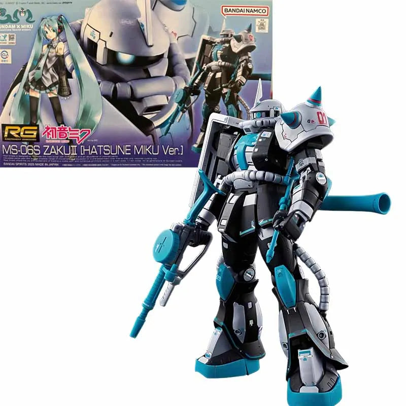 Bandai Original GUNDAM RG  1/144 MS-06S ZAKU [HATSUNE MIKU Ver.] Anime Action Figure Assembly Model Toys Collectible Model