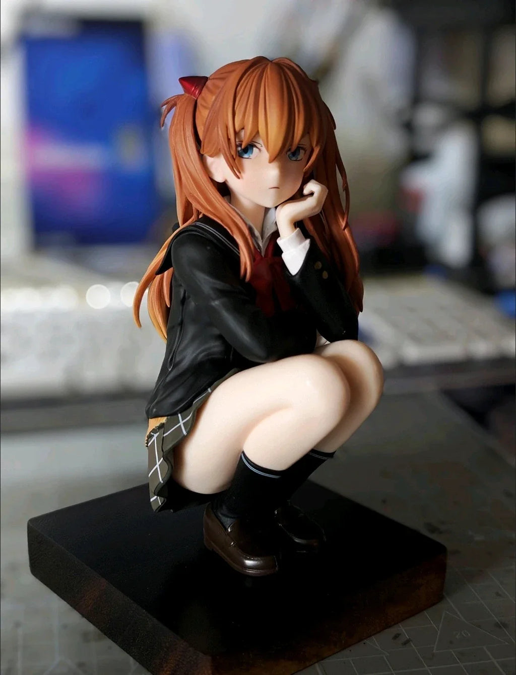 Asuka Langley Soryu Action Figure College Wind Beautiful Young Girl Computer Case Collection Model