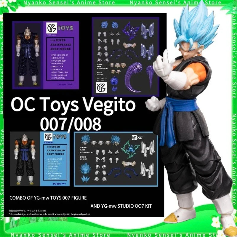 YGmw Toys Longying Vegito Dragon Ball OC007/OC008 SHF 1/12 Scale Action Figure Anime Models Toy Doll Gift Collectible