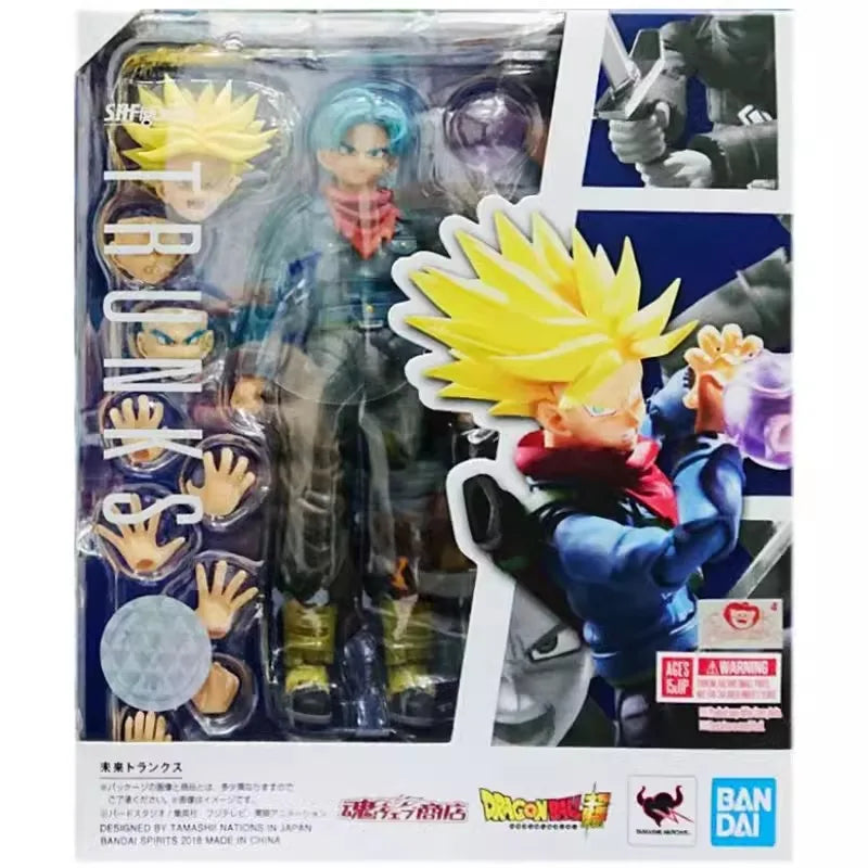 Original Bandai S.H.Figuarts Dragon Ball Z Trunks Future Trunks Anime Action Figure PVC Toys Gift Collectible Model Ornaments