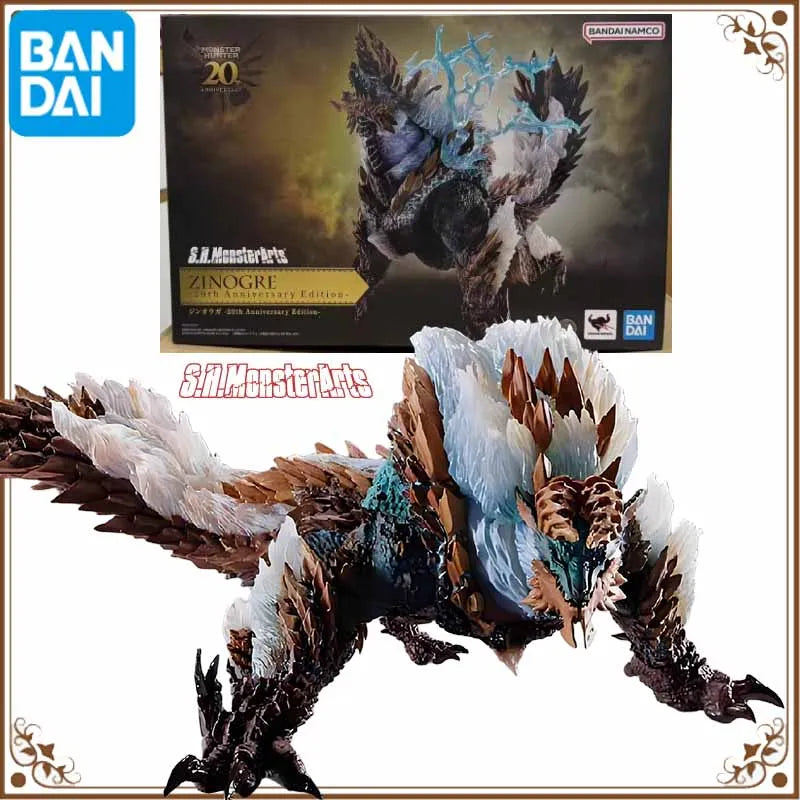 Bandai Original SHM Anime Figure MONSTER HUNTER ZINOGRE 20th Anniversary Edition Action Figure Toys For Boys /Girls