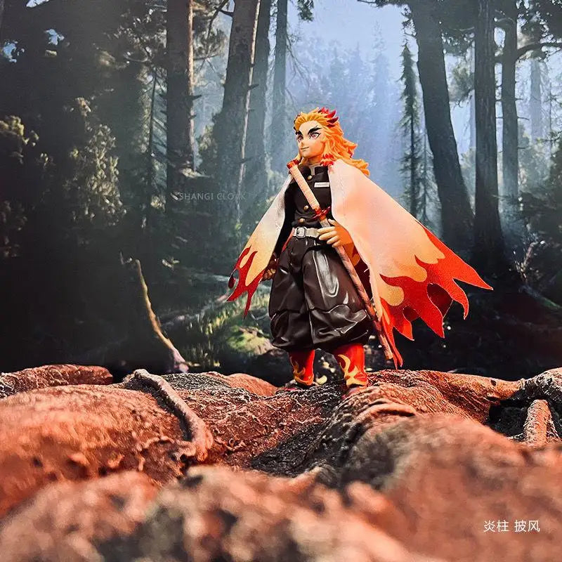 Demon Slayer Shf Series Anime Rengoku Kyoujurou Handmade Clothing Flame Column Cloak Suitable for 1/12 Size Movable Humanoid