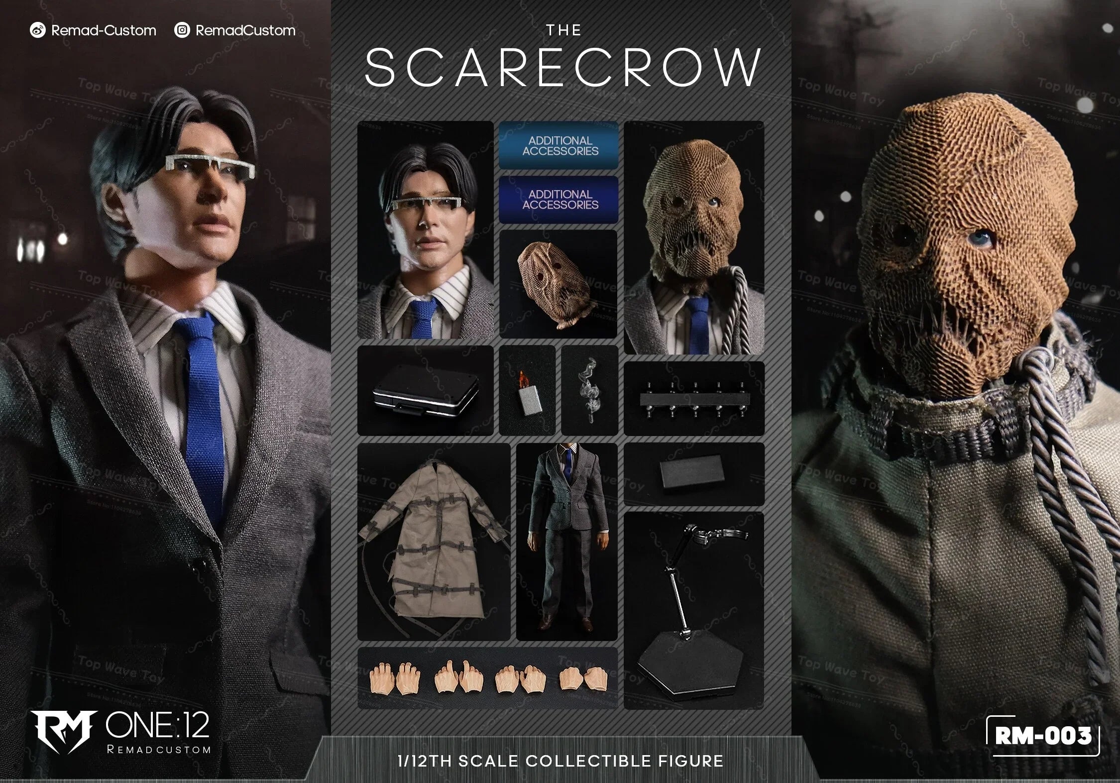 New Stock Remad Custom 1/12 RM003 Gotham Scarecrow Batman Villain Classic Movie Male Soldier Full Set 6-inches Action Figure Toy