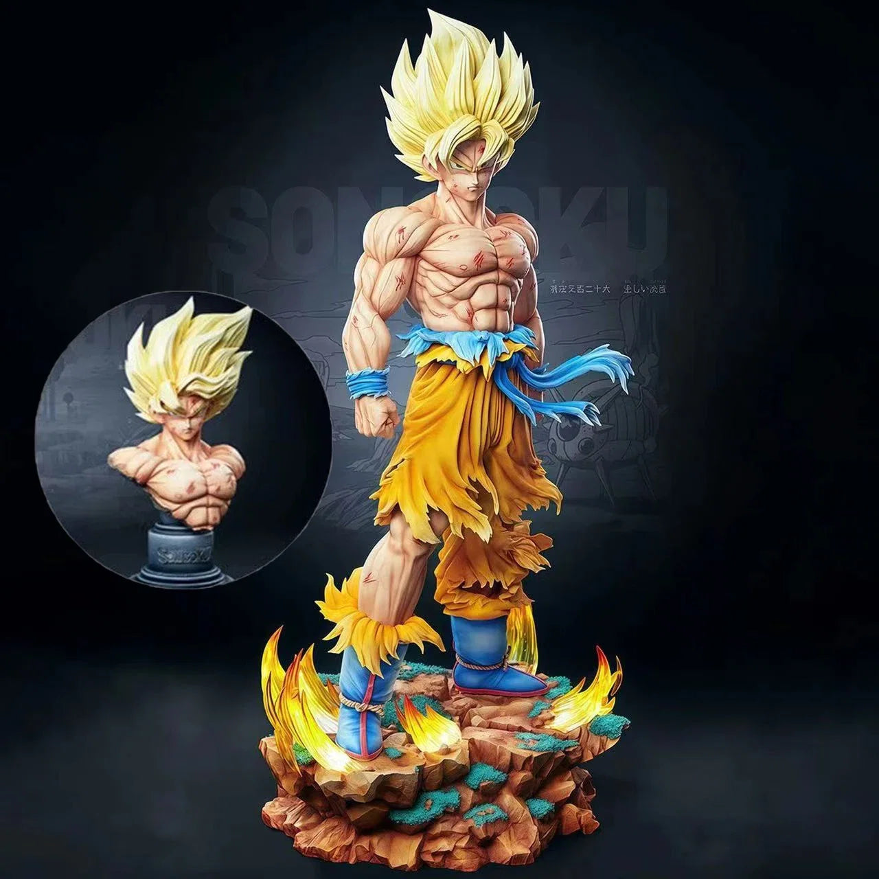 Jt Toy Dragon Ball Z Son Goku Anime Figure Super Saiyan Goku 2 Heads Statue Action Figures PVC Collection Model Decor Toys Gifts