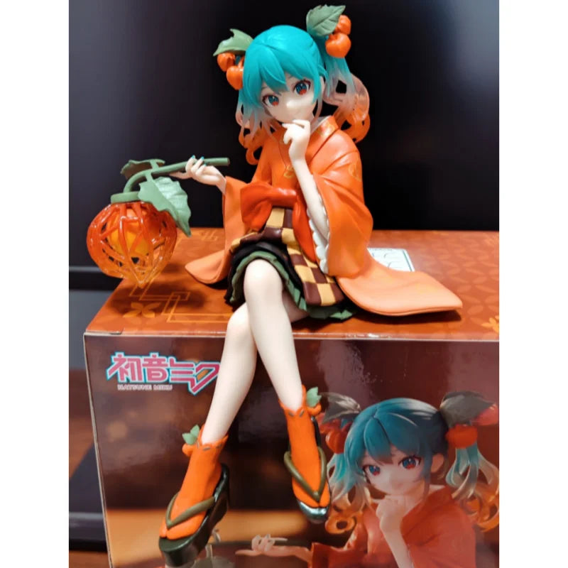 New Original Furyu Cartoon Hatsune Miku Noodle Stopper Figure -Flower Fairy Winter Cherry Pvc Model Collection Doll Toys Gift