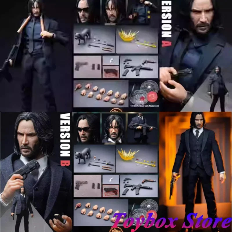 AT Custom Original 1/12 Keanu Reeves Suit Cloth Movable Man Action Figure John Wick：Chapter 4 Movie Original Mini 6" Soldier