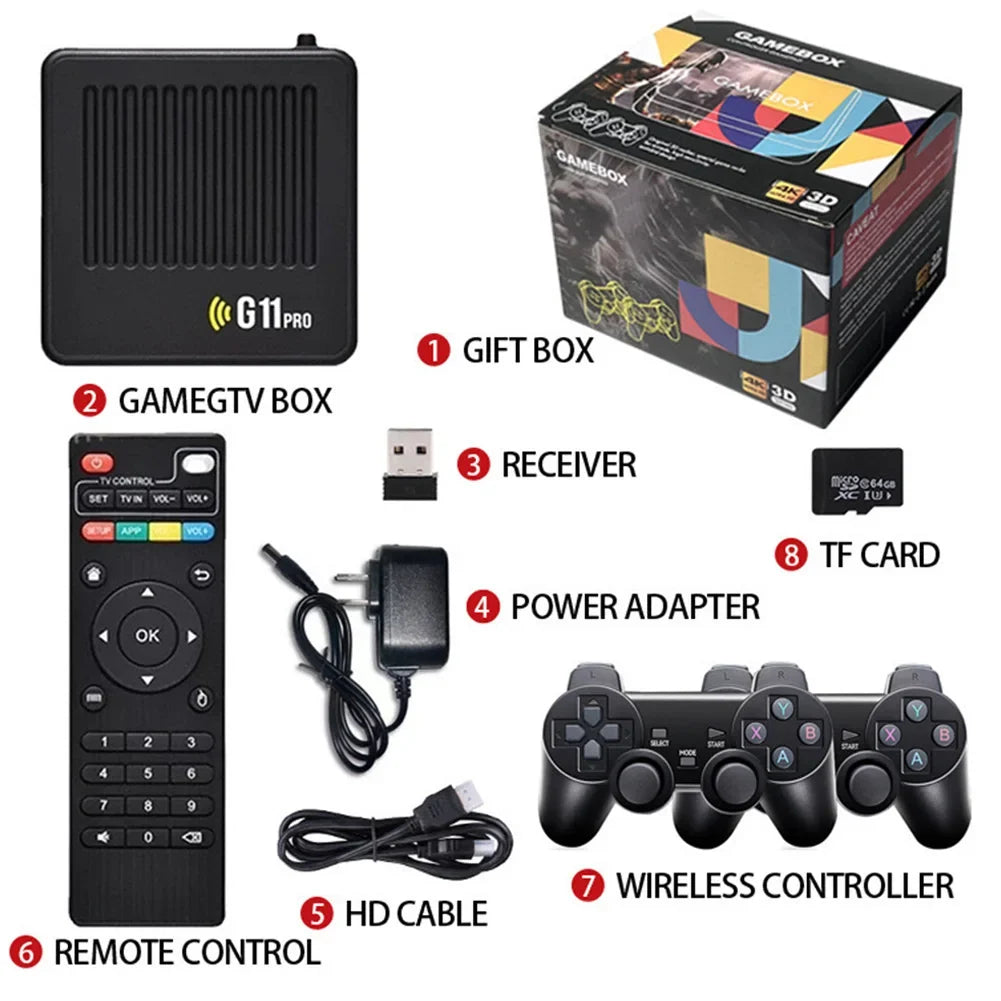 G11 Pro 4K HD TV Game Box Built-in 10000 Retro Games Video Game Console Portable Game Player With 2.4G Wireless Dual Controllers