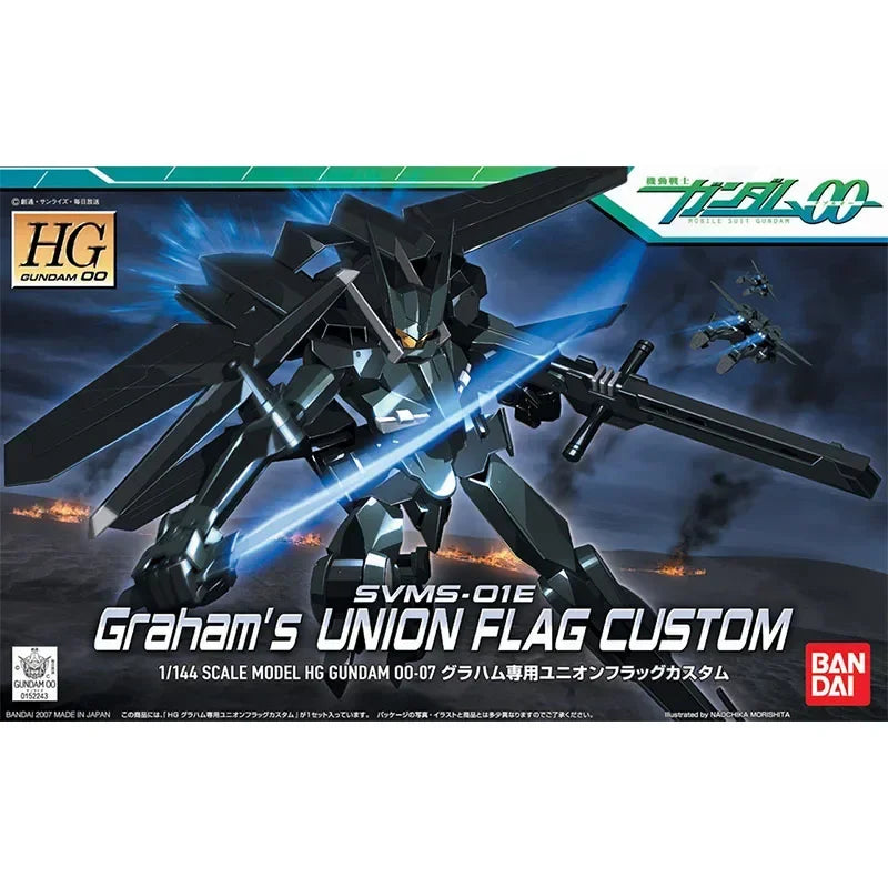 Gundam Bandai  HG 1/144 07 Graham Union Flag Custom Genuine Gunpla Action Toy Figure Toys forChildren Kit Anime Figure