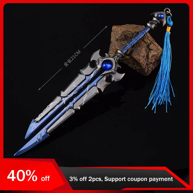 21cm World of Warcraft Thunderfury Blessed Blade of The Windseeker Sword Toy Metal Weapon Model Collections Ornaments Boys Gifts