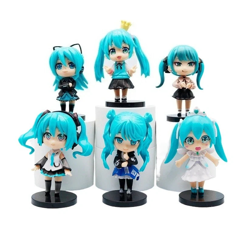 Anime Hatsune Miku Action Figures Set Mini Q Version Character PVC Model Table Decorations Ornaments Collectible Toys Gifts
