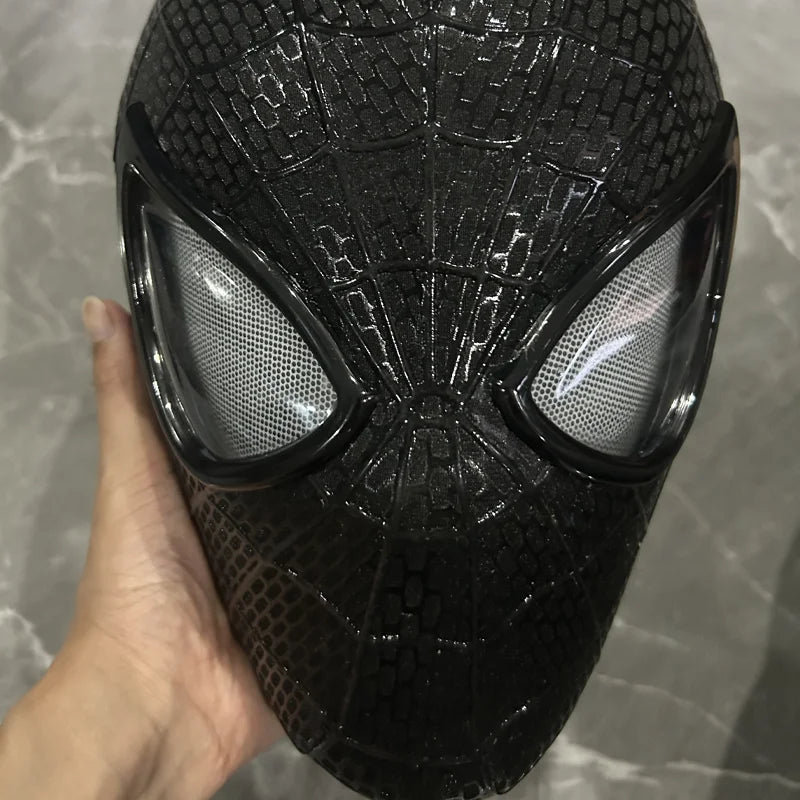 Anime Spiderman Headgear Black Spider-man Mask Toys For Children Gift 1:1 Cosplay Anime Figures Electronic Mask Toy Ring Control