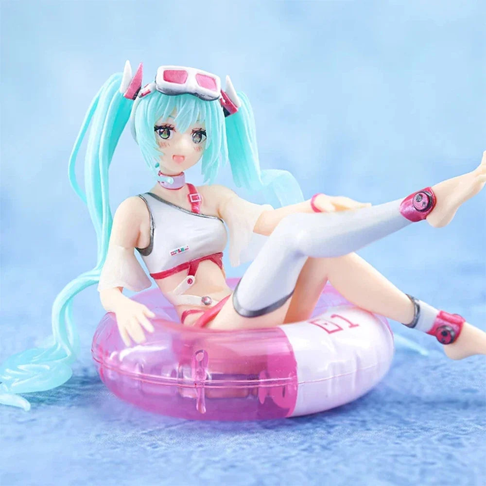 New Hatsune Miku Anime Figure Aqua Float Girls Elaina Action Figure Kawaii Sit Swimming Ring Girl Figurine Collectible Toys