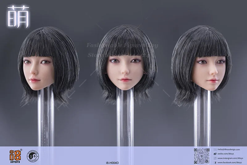 I8Toys I8-H004 1/6 Women Soldier Cute Mandy Head Sculpt Movable Eye Sculpture Head Model Fit 12Inch Action Figuremodel Toys