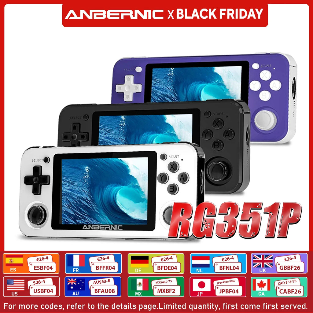 ANBERNIC RG351P Handheld Retro Game Console RK3326 3.5 Inch IPS Screen 64G TF Card 2500 Classic Games 3500 mAh