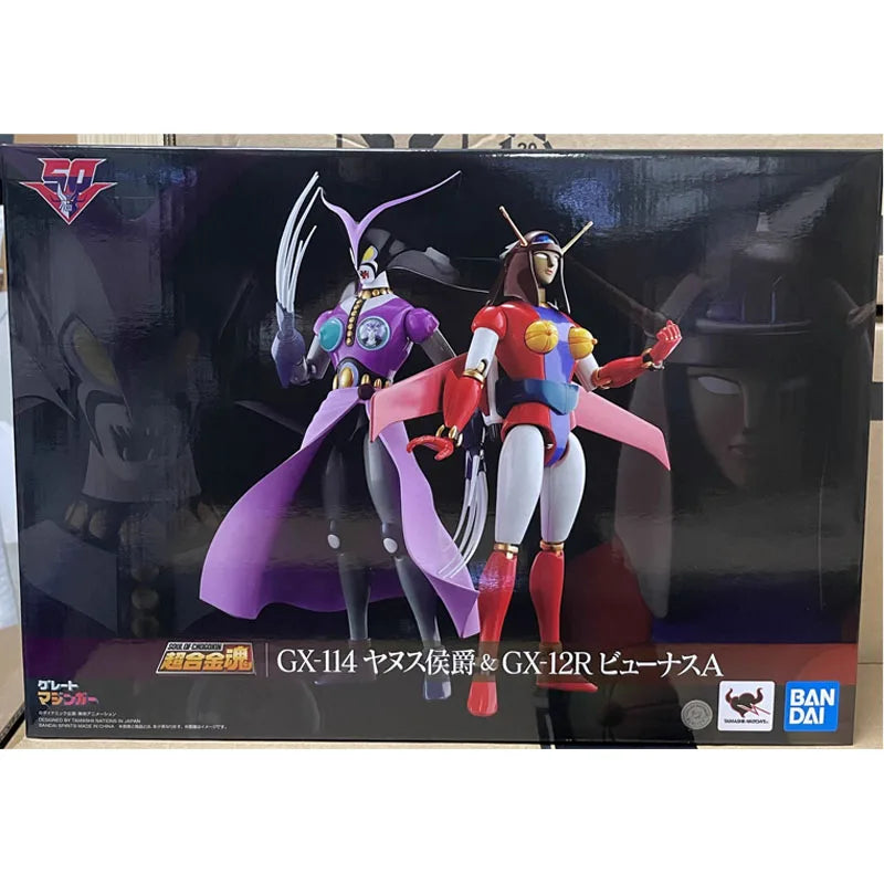Bandai Genuine SOUL OF CHOGOKIN Great Mazinger GX-114 Marquis Janus &GX-12R Venus A  Character Model Toy Gift Collection