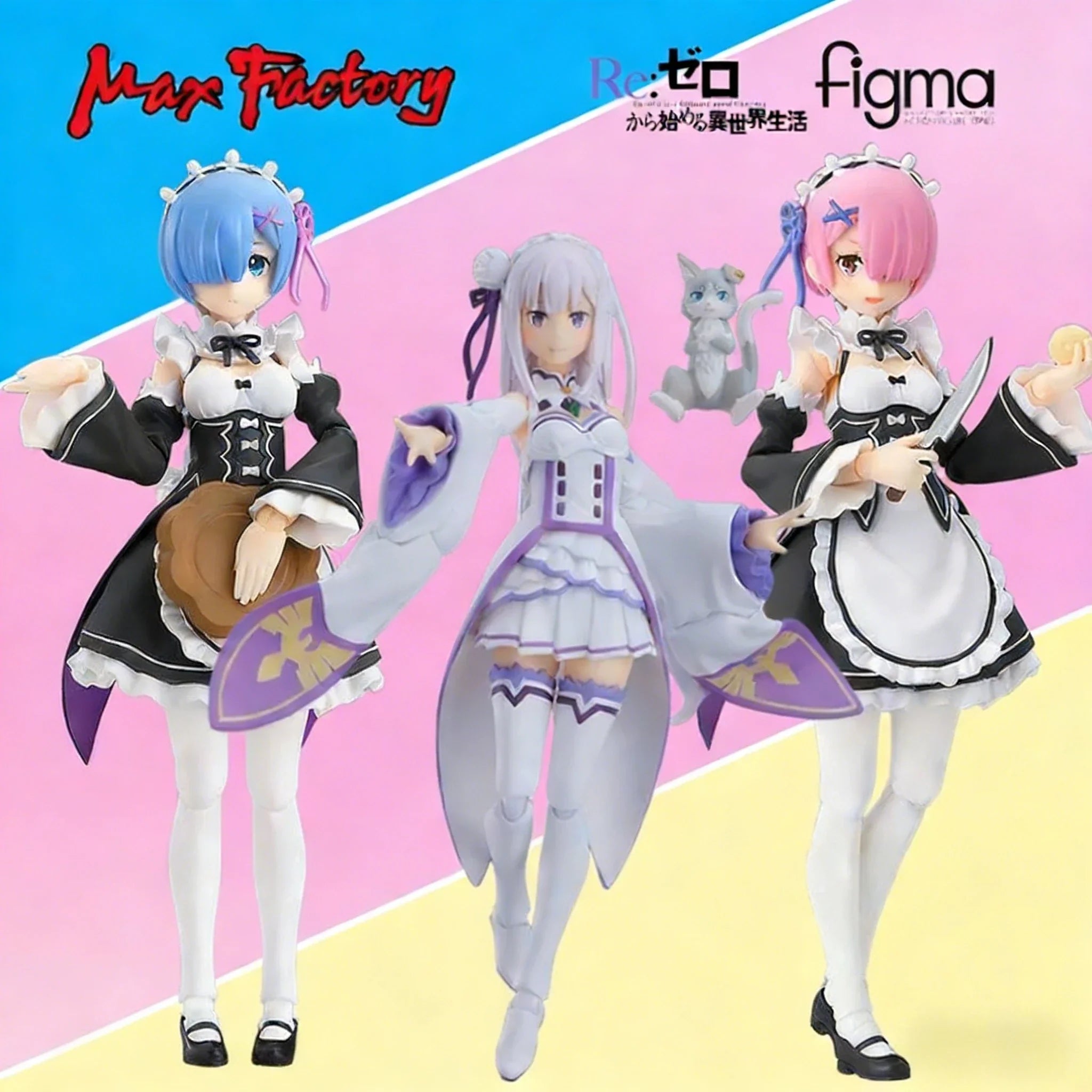 Max Factory Figma Re Zero 346 Rem 419 Emilia Original Articulated Action Figure Collectible Model Toy Anime Statue for Gift