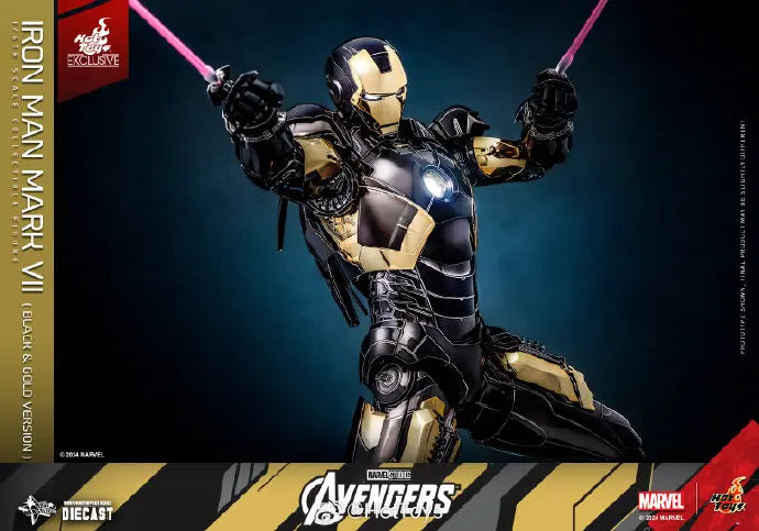 Original Hot Toys Iron Man Action Figure 1/6 Avengers Ironman MK7 BLACK & GOLD Figurine MARK VII HT MMS741-D61 Statue Toy Gift