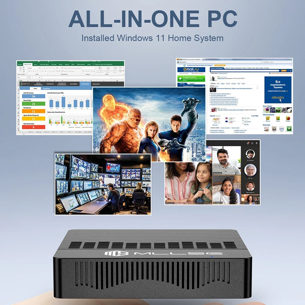 MLLSE Mini PC M2 Air Intel Gemini Lake N4000 Intel J3710 6GB RAM 128GB ROM Dual-Band WiFi Bluetooth USB Mini Computer