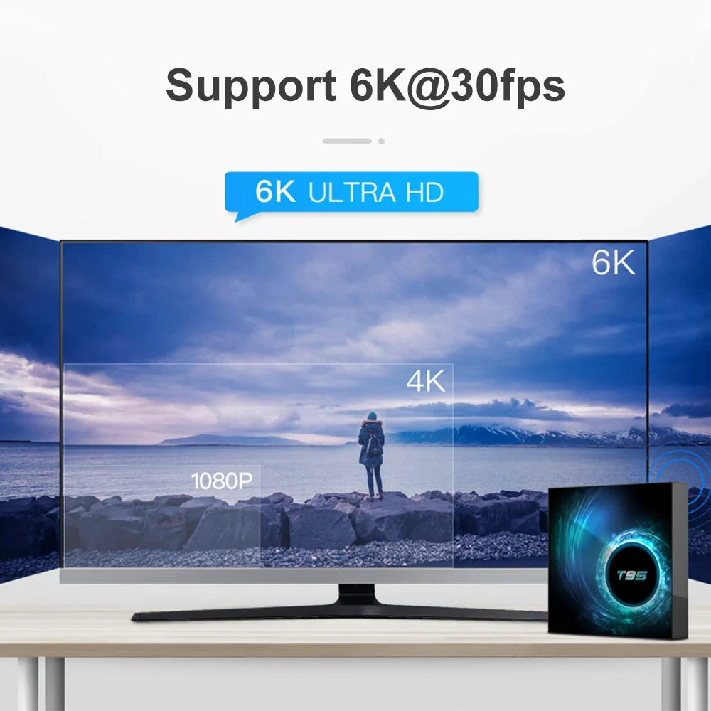 T95 Android TV Box Smart Android 16 H616 Quad Core Dual Band Wifi 2.4G 5G Ram 8GB Rom 64GB 128GB Global Media Player Set Top Box