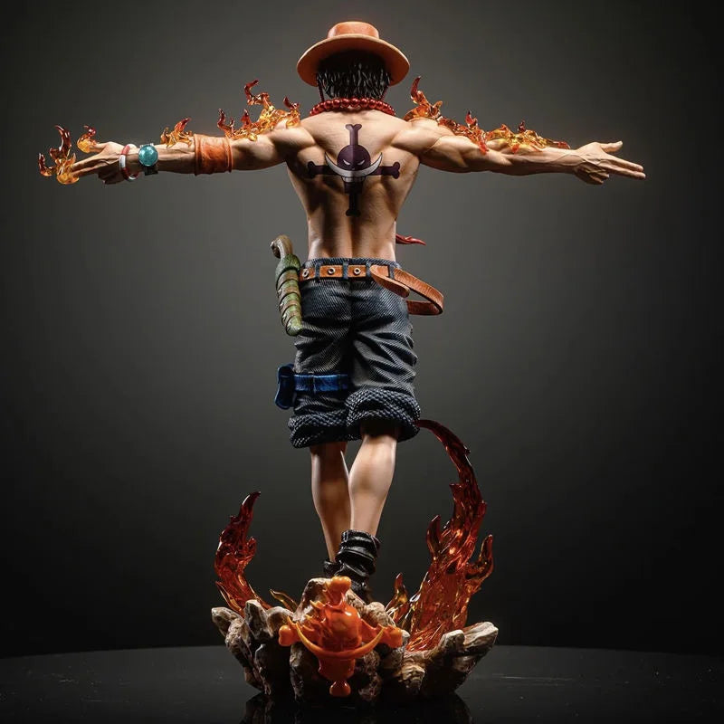 27cm Lx One Piece Ace Spread Arms Cross Anime Figure Model Gk Statue Boys Collection Desktop Decoration Ornament Toys Gifts