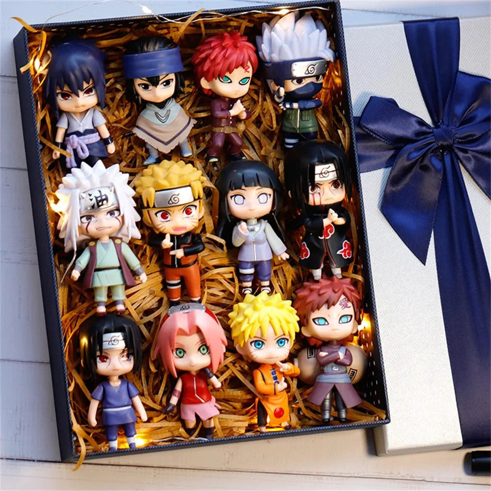 7cm 12pcs/set Anime Naruto Figure Model Toy Q Version PVC Shippuden Hinata Sasuke Itachi Kakashi Gaara Action Figure Statue Toy