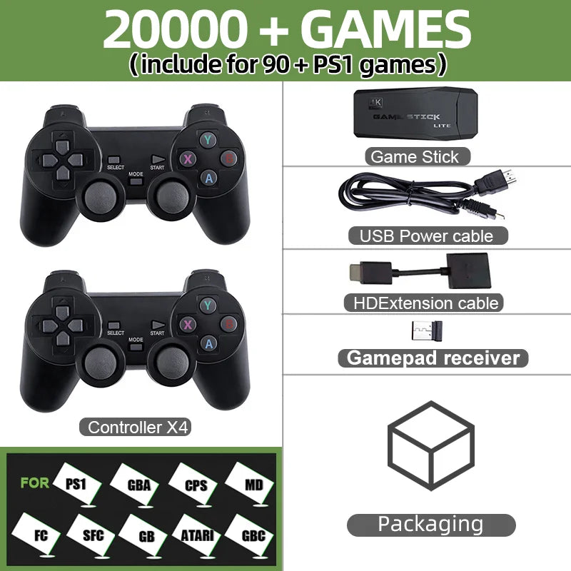 4K Arcade Game Console w/Dual Joysticks - Retro Multiplayer Stick for MAME/SEGA/PS1/Atari & Plug & Play Family Gift
