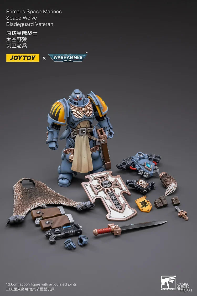 In Stock Original JOYTOY Warhammer 40K Pmaris Space Marines Space Wolve Bladeguard Veteran Figures Model Action Figure Toys