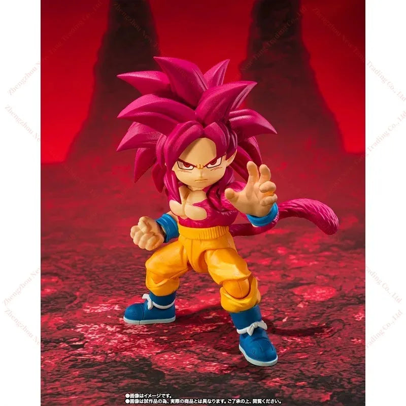 Original Bandai S.H.Figuarts SHF Super Saiyan 4 SON GOKU MINI DAIMA PVC Anime Action Figures Model Toy Gifts