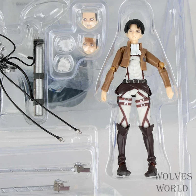 Anime Figure Attack On Titan Levi Ackerman Standing Holding Sword Detachable Model Toy PVC Collection Desktop Ornaments 14CM