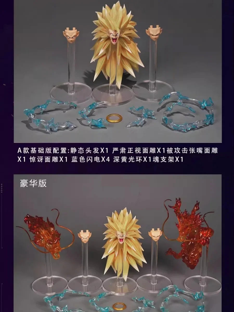 New Ssw Studio Dragon Ball Shf Figure Ssj 3 Super Saiyan Son Goku Head Sculpture Special Effect Figure Collection Model Toys