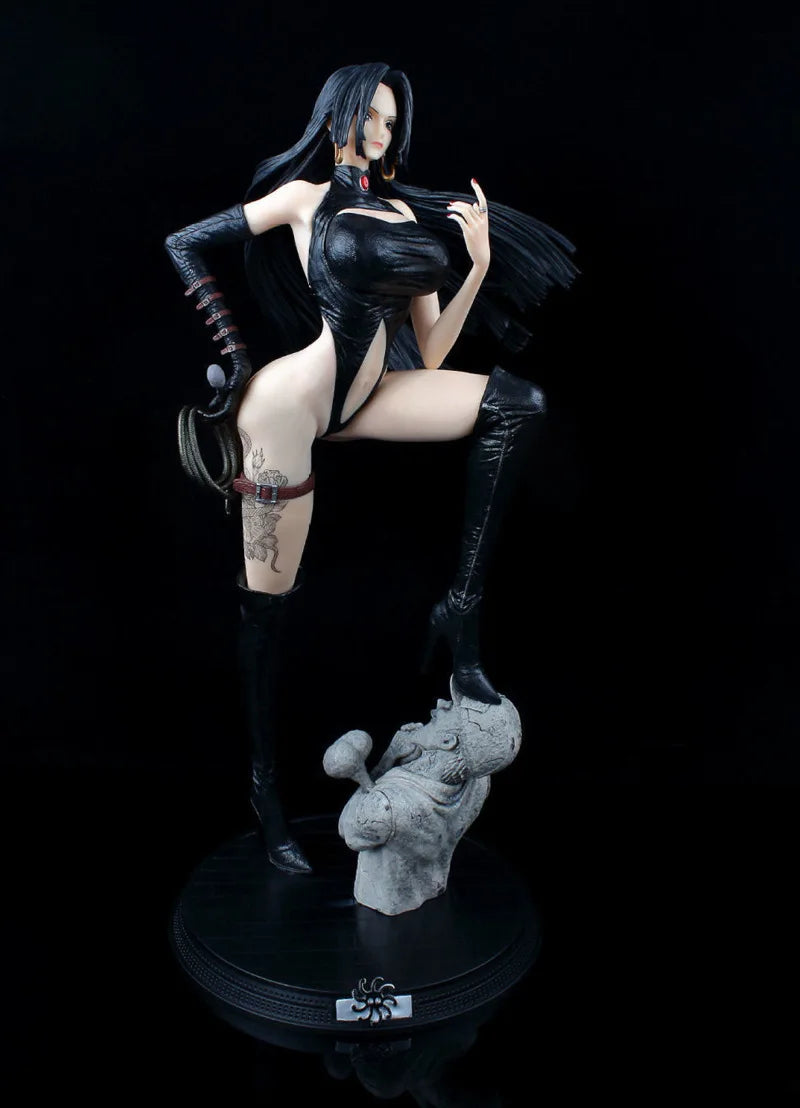 49cm One Piece Boa Hancock Pirate Empress Leather Coat Anime Handmade Model Action Figures Desktop Case Decoration Ornament Gift