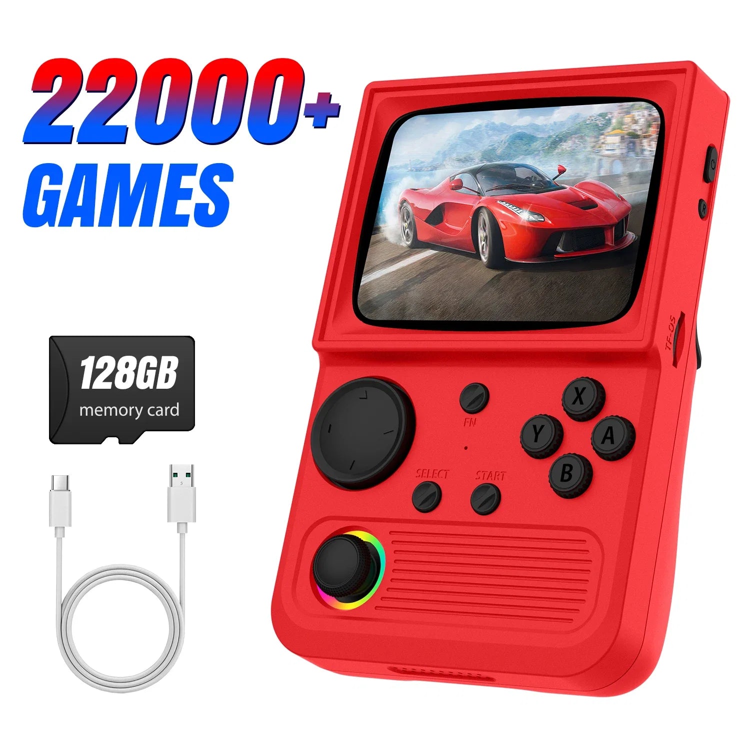R36T Retro Handheld Game Console EmuELEC System 3.5 Inch IPS Screen Portable Pocket Video Player RK3326 Chip 64/128G 18000+Games